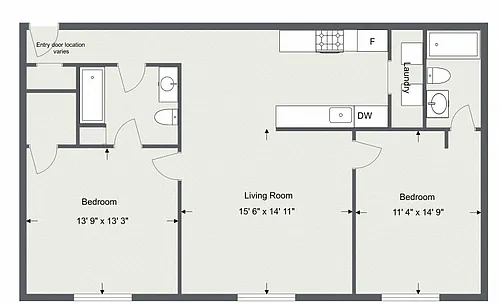 Floor plan 2 Bedroom 2 Bath F