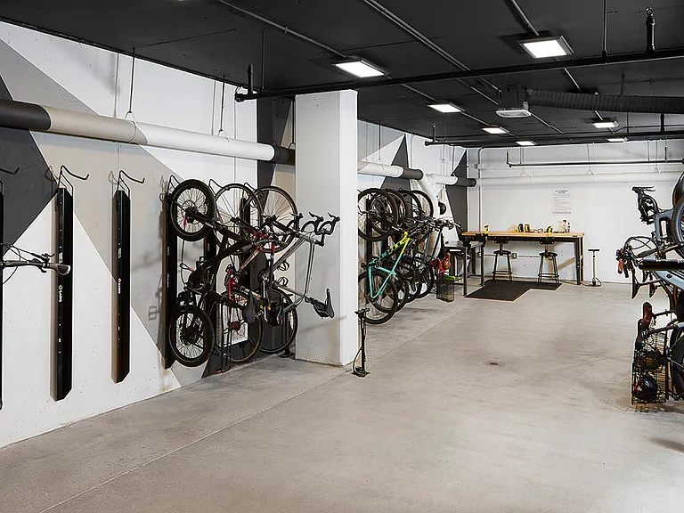 Apartment community bike storage at Griffis Cheesman Park in Denver, Colorado.