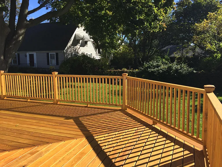 Deck and backyard