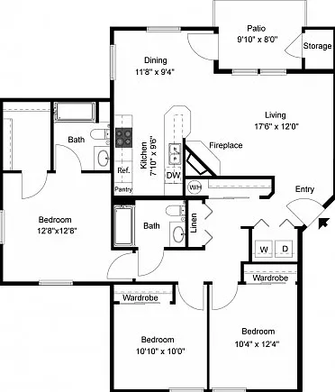 3 Bedroom, 2 Bath - 2D plan 3 Bedroom, 2 Bath - 2D plan