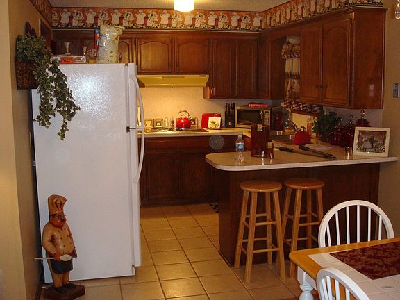 View from dining room into the kitchen