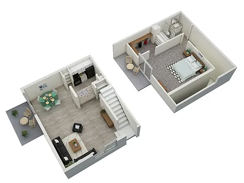 Floor plan One Bedroom Townhome A
