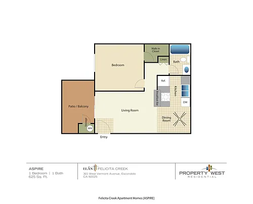 Floor plan 1 Bedroom 1 Bath - 11A