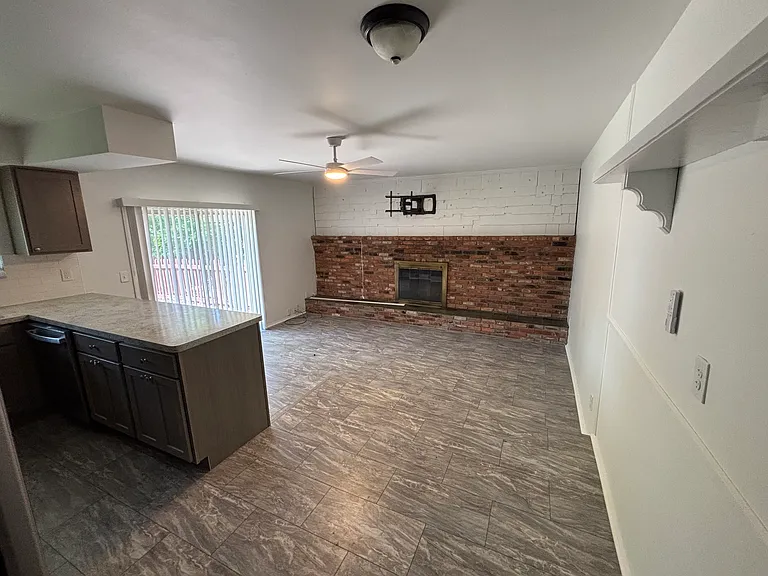 Step-down Family Room with fireplace