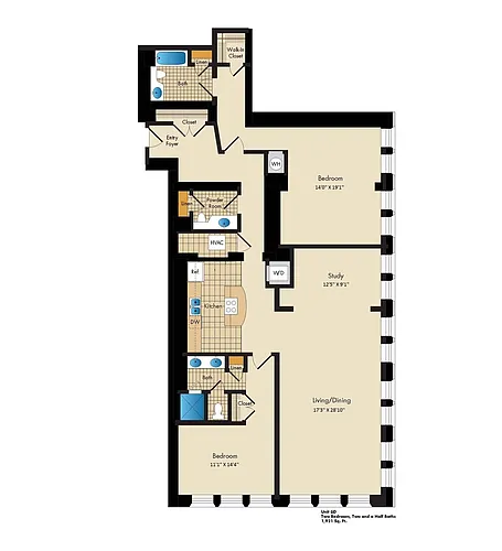 Floor plan 2 Bed/2 Bath