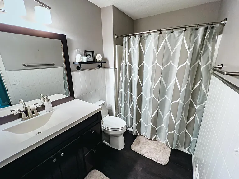 Upper level full bathroom. Extra tall vanity and modern finishes!