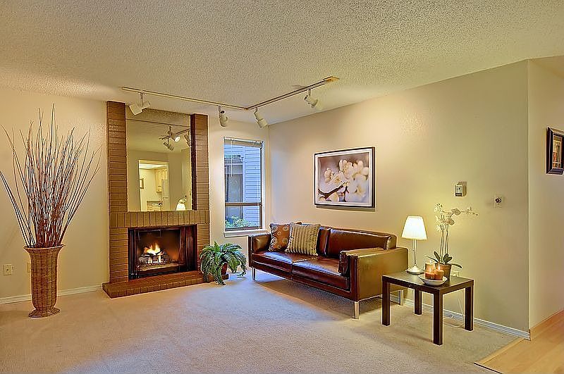 Living room with fireplace