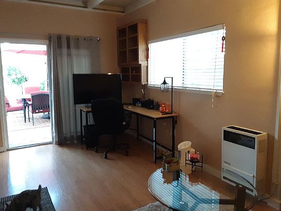 View of living room from bedroom.