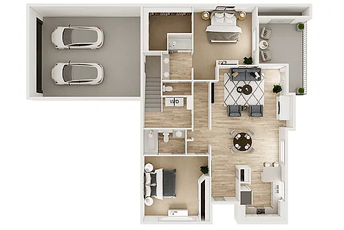 Floor plan 2 Bedroom 2 Bath (B)
