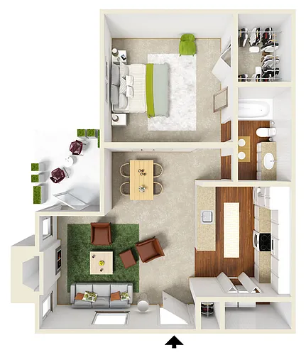 Floor plan 1 Bed & 1 Bath