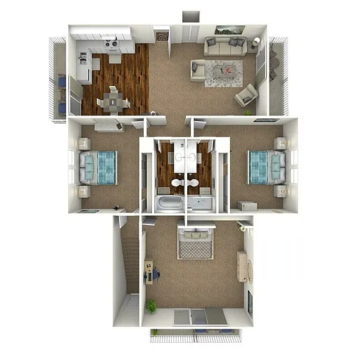 Floor plan 3 Bed 2 Bath Up