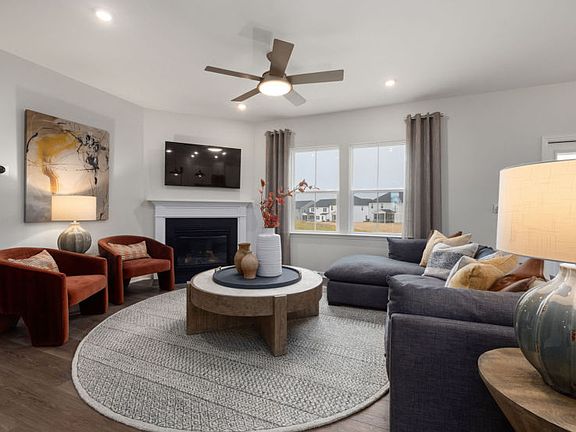 Spacious Living Room with Fireplace