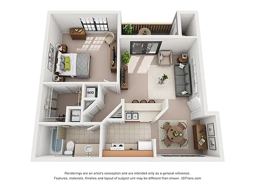 Floor plan One Bedroom B