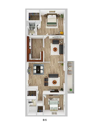 Floor plan 2 Bedroom / 2 Bath (B5)