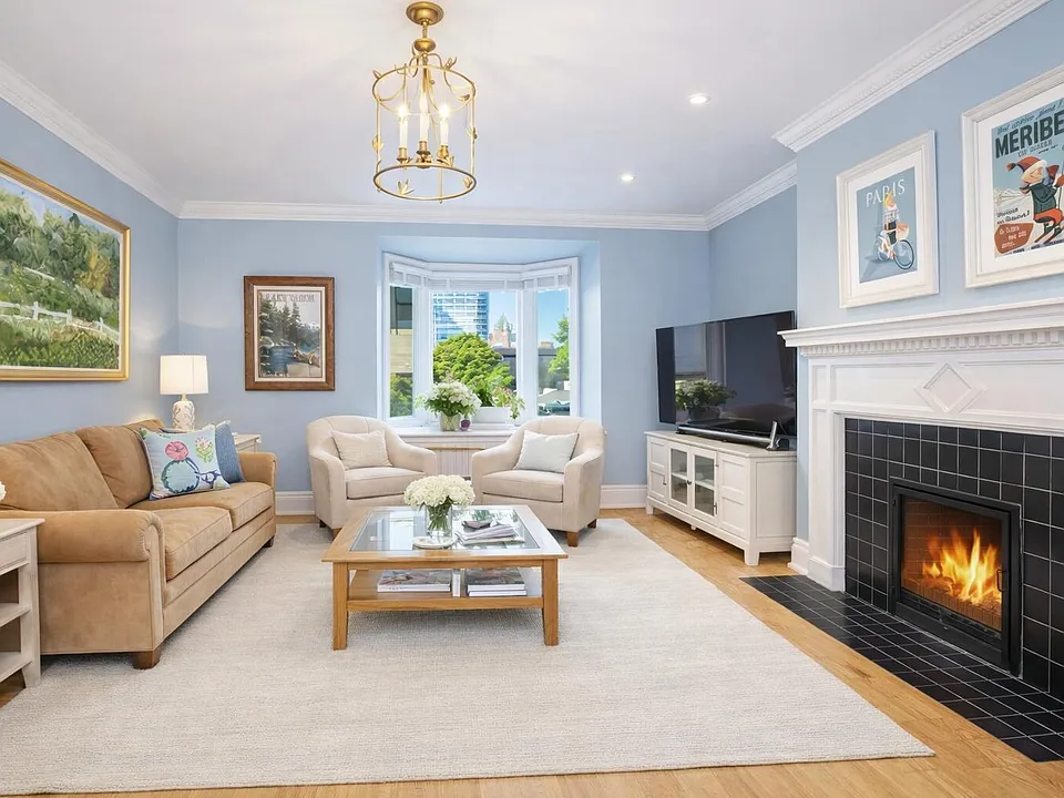 Living Room w/ Gas Fireplace - Photo Has Been Digitally Enhanced / Virtually Staged