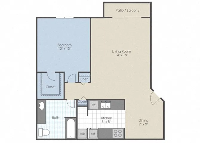 Floor plan 1 Bed 1 Bath