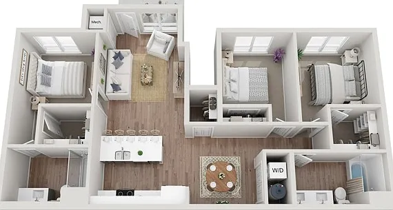 Floor Plan 3BR A1 | Seasons at Hoffman Estates | Apartments in Hoffman Estates, IL Floor Plan 3BR A1 | Seasons at Hoffman Estates | Apartments in Hoffman Estates, IL