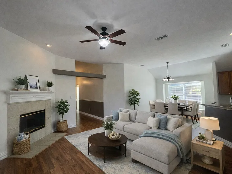 Virtually staged living room