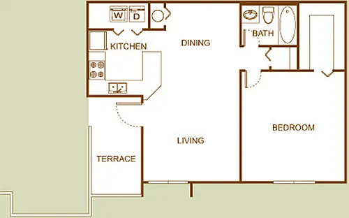 Plantation Colony - A1 - 1 Beds - 1 Baths - 870 Sq. ft.