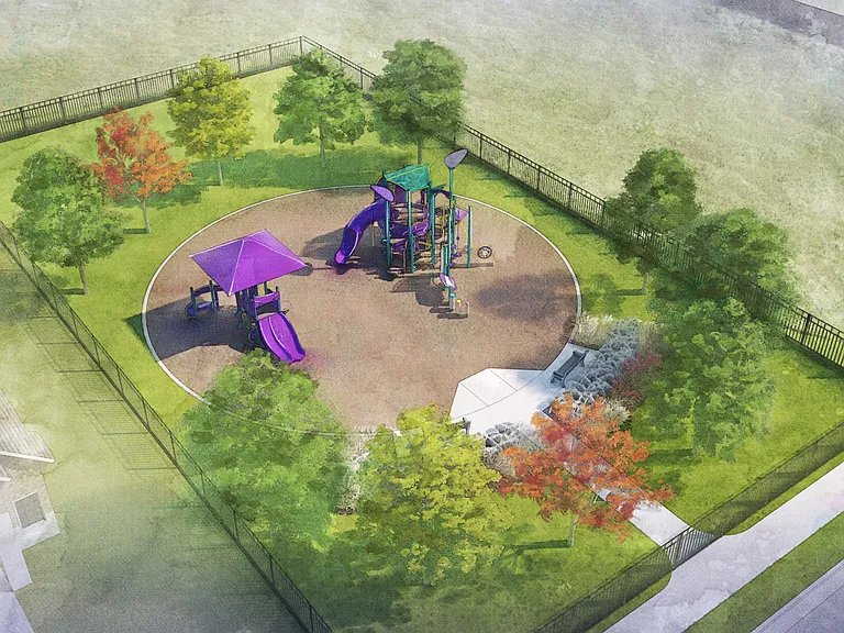 The community park is coming soon and will feature children's playgrounds.