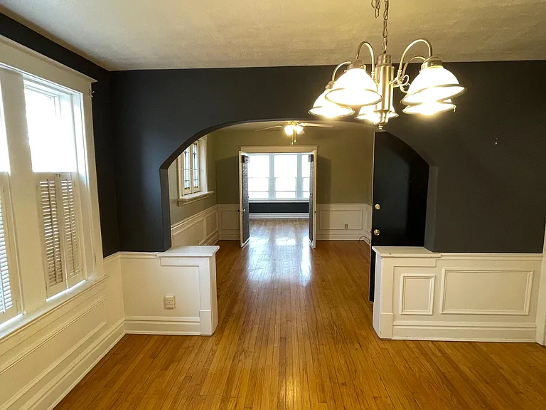 View from dining room toward front sun room
