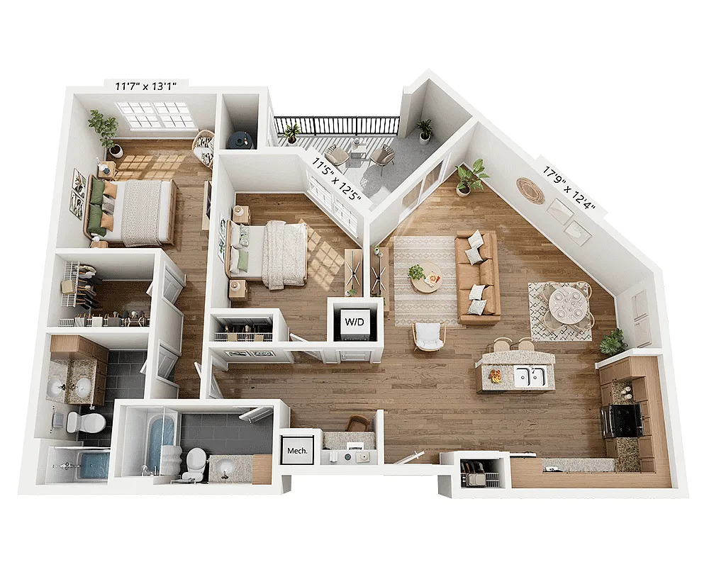 Floor plan Two Bedroom B2B