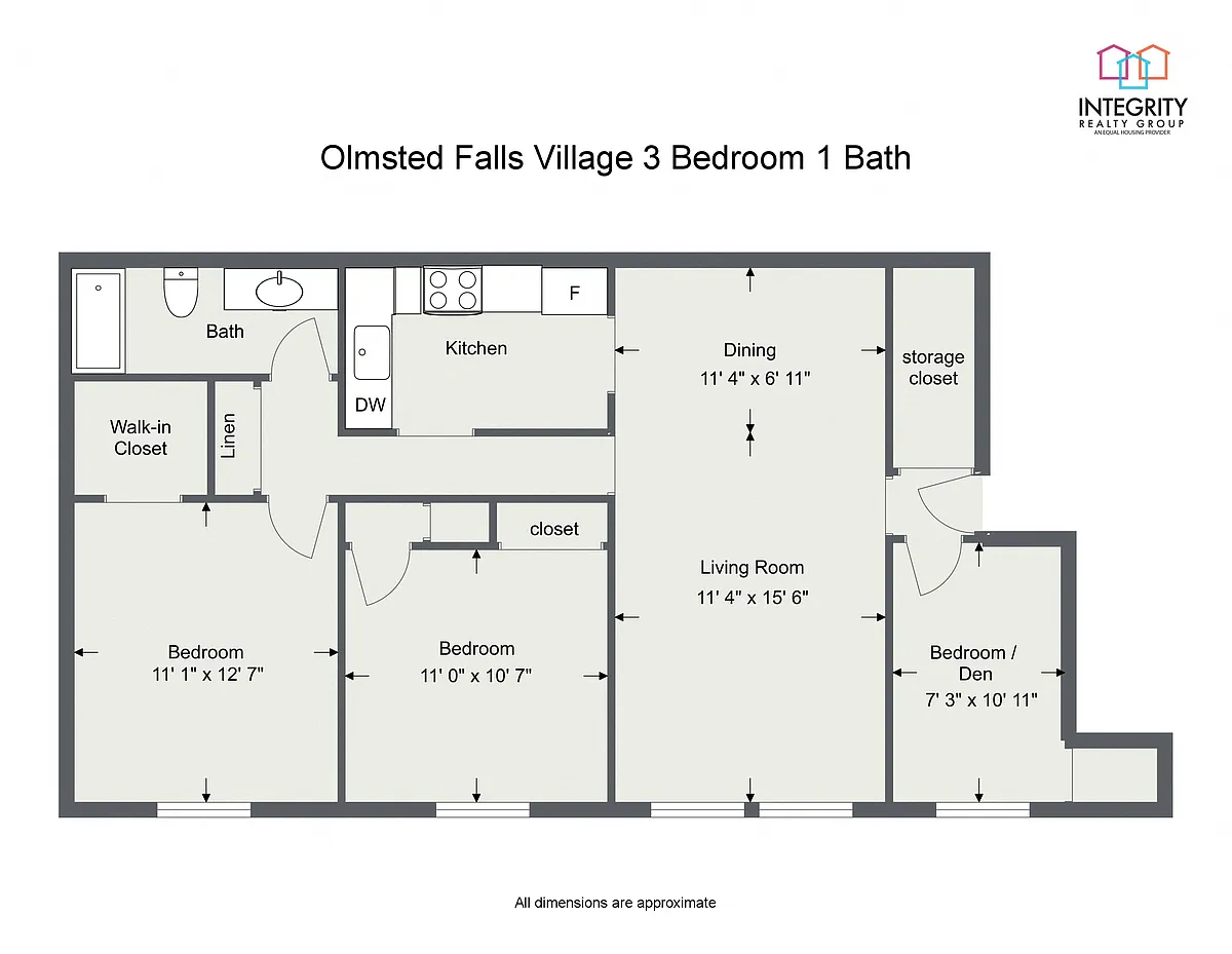 Floor plan 3 Bedroom 1 Bath