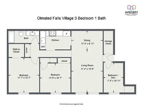 Floor plan 3 Bedroom 1 Bath