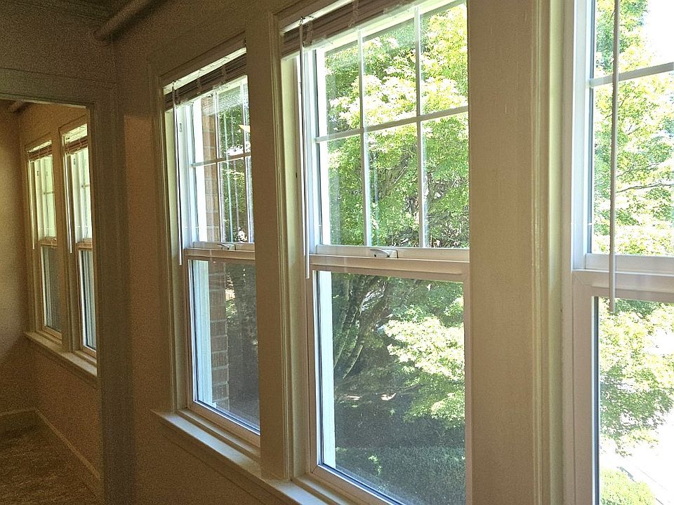 Windows along living room and kitchen