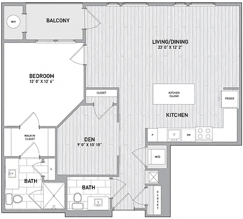Floor plan 1 BED 1 BATH - 972