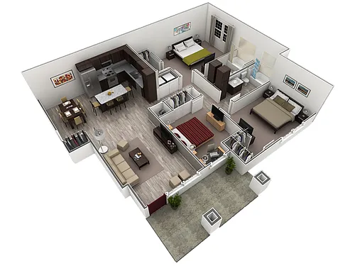 Floor plan 3 BR Grand Courtyard Garage