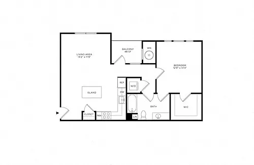 Floor plan 1G w/ Balcony