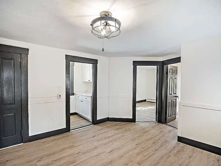 Kitchen, view of the two bedrooms on the right
