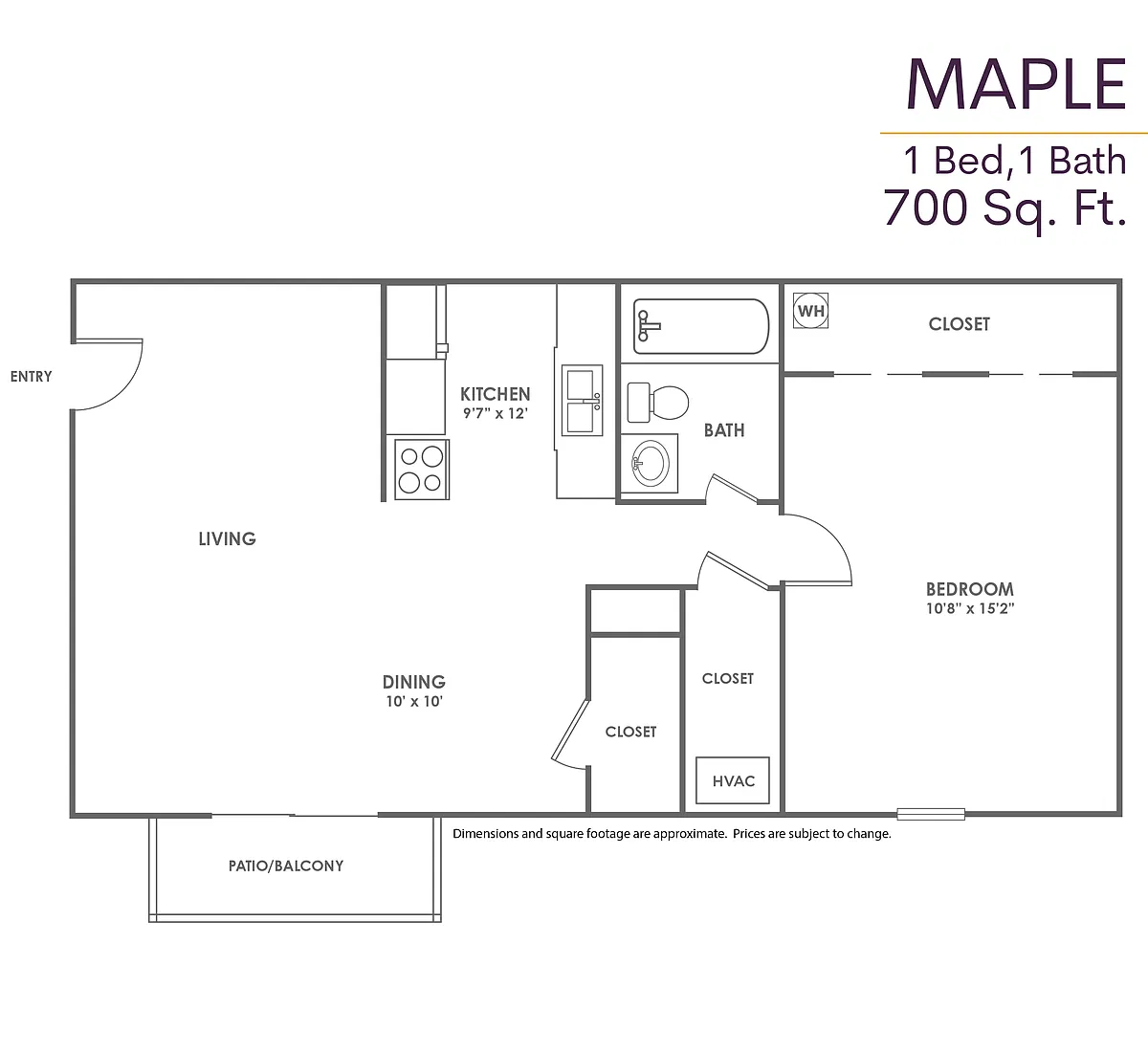 Floor plan 1 BR/1 BA (Ph 2 & 3)
