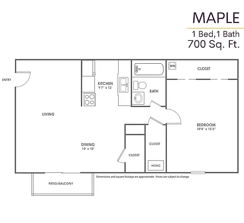 Floor plan 1 BR/1 BA (Ph 2 & 3)