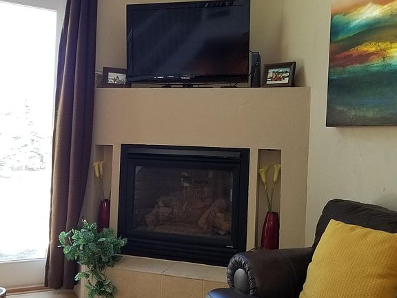 Gas fireplace in living area