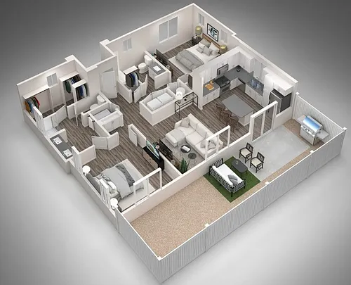 Floor plan Two Bedroom, Two Bath