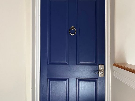 Beautiful blue door to #4 inside and upstairs