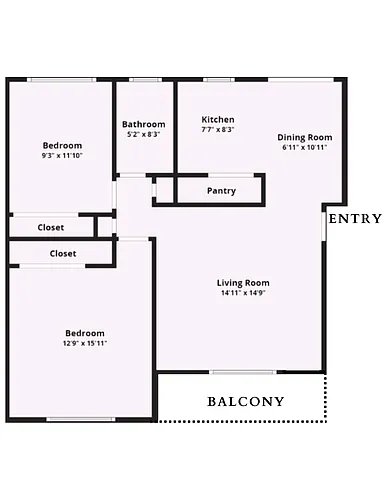 Floor plan Two Bedroom Flat - Second Floor