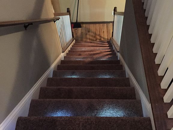 Lighted steps to basement