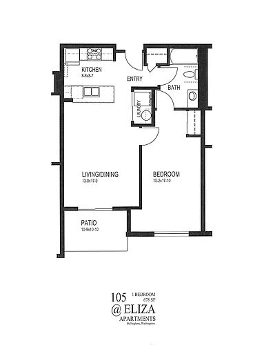 Floor plan 1-Bed 1-Bath