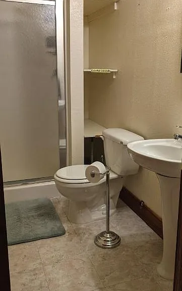 Garden level basement shared bathroom