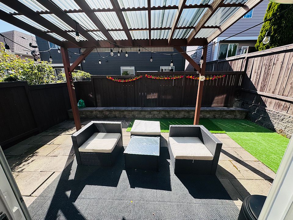 Backyard with covered pergola