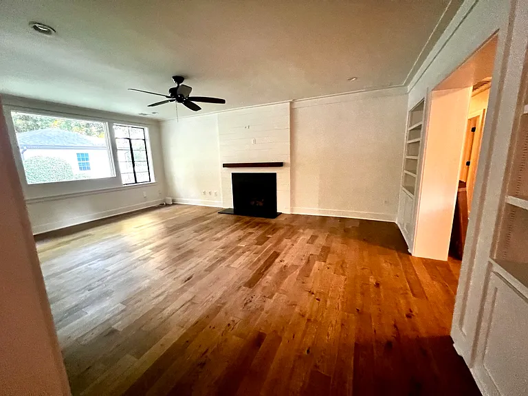 Living Room with built in bookcases