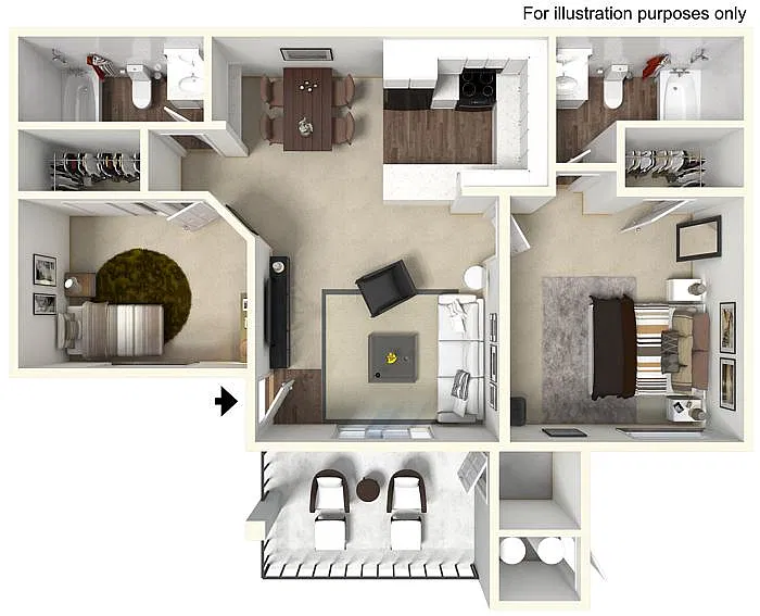 Floor plan Two Bedroom Two Bath
