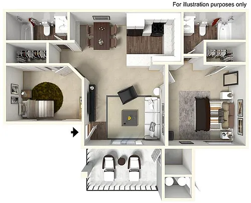 Floor plan Two Bedroom Two Bath
