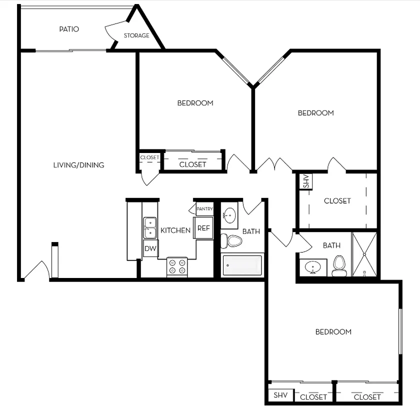 Floor plan 3BD-2BA
