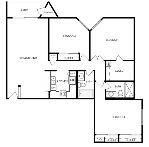 Floor plan 3BD-2BA