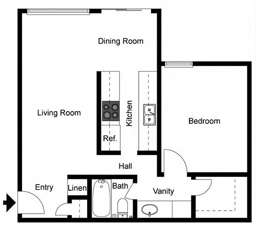 Floor plan 1 Bedroom 1 Bath