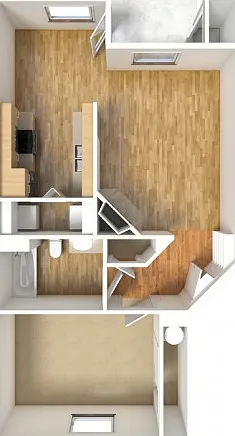 Cypress - 1/1 - First, Second, Third Floors - 721 SF Cypress - 1/1 - First, Second, Third Floors - 721 SF